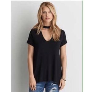American Eagle black soft and sexy Choker shirt